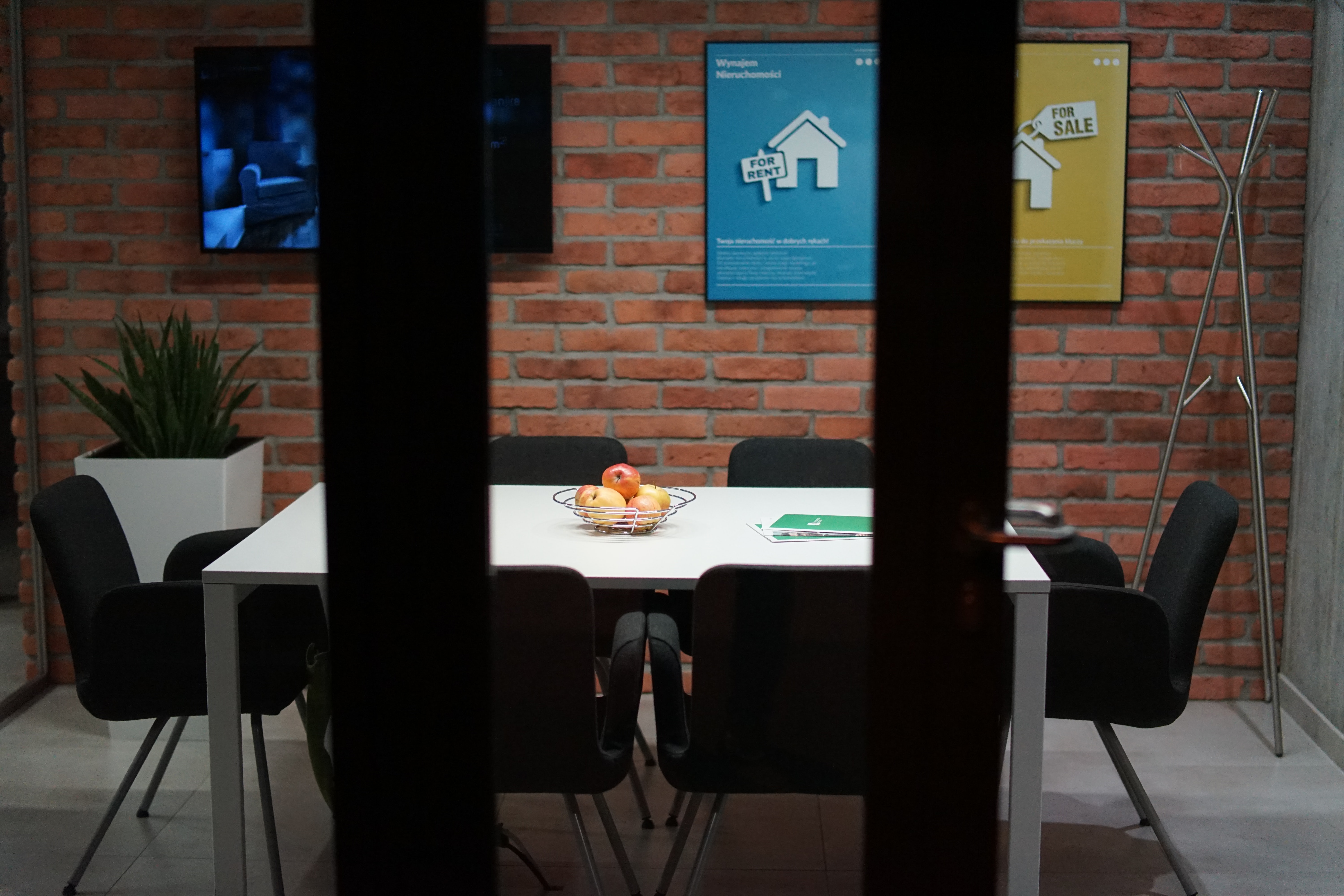 Company meeting room with digital signage
